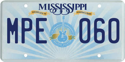 MS license plate MPE060