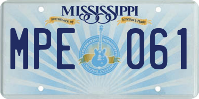 MS license plate MPE061
