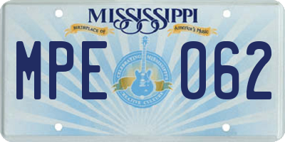 MS license plate MPE062