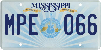 MS license plate MPE066