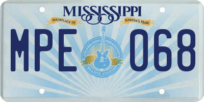 MS license plate MPE068