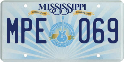 MS license plate MPE069