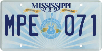 MS license plate MPE071