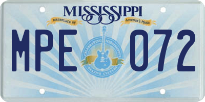 MS license plate MPE072