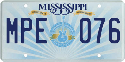 MS license plate MPE076