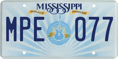 MS license plate MPE077