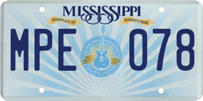 MS license plate MPE078