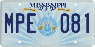MS license plate MPE081