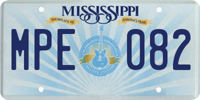 MS license plate MPE082
