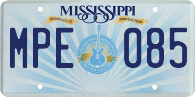 MS license plate MPE085