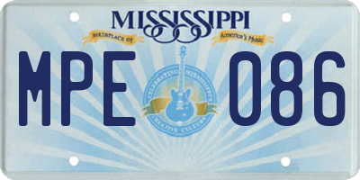 MS license plate MPE086