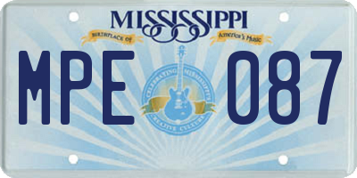 MS license plate MPE087
