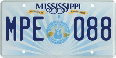 MS license plate MPE088