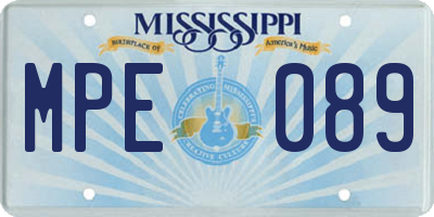 MS license plate MPE089