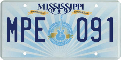 MS license plate MPE091