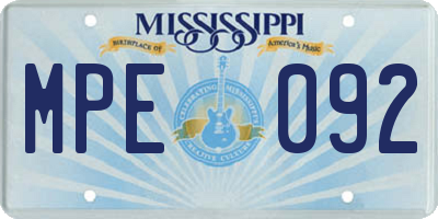 MS license plate MPE092