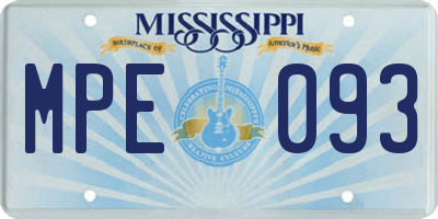 MS license plate MPE093