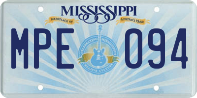 MS license plate MPE094