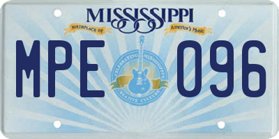 MS license plate MPE096