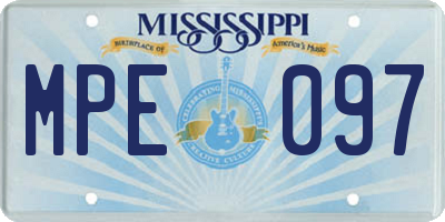 MS license plate MPE097