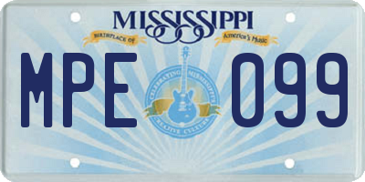 MS license plate MPE099