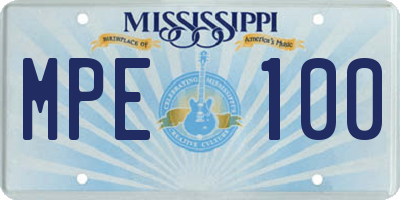 MS license plate MPE100