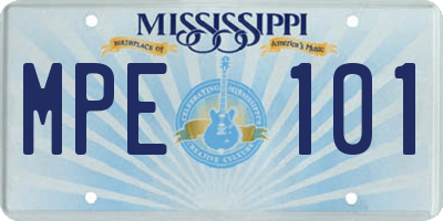 MS license plate MPE101