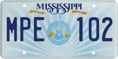 MS license plate MPE102