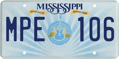 MS license plate MPE106