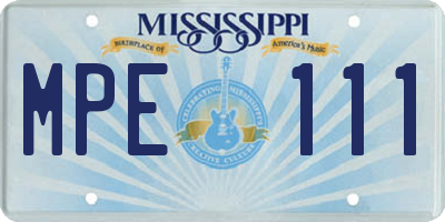MS license plate MPE111