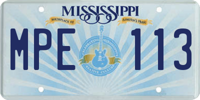 MS license plate MPE113