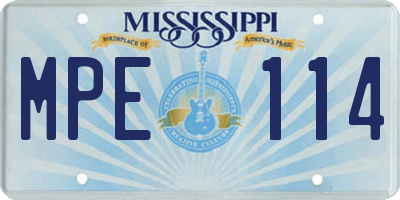 MS license plate MPE114