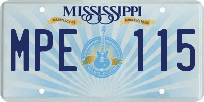 MS license plate MPE115