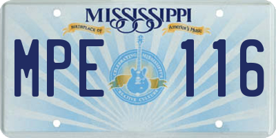 MS license plate MPE116