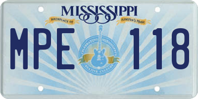 MS license plate MPE118