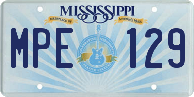 MS license plate MPE129