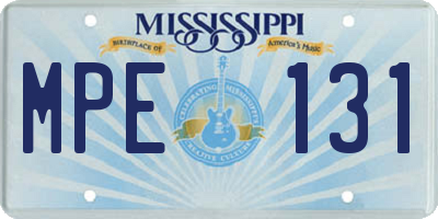 MS license plate MPE131