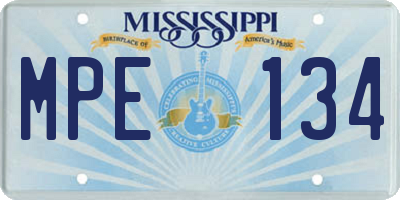 MS license plate MPE134