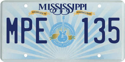 MS license plate MPE135