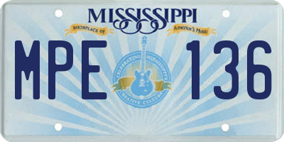 MS license plate MPE136