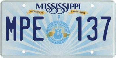 MS license plate MPE137