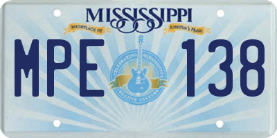MS license plate MPE138