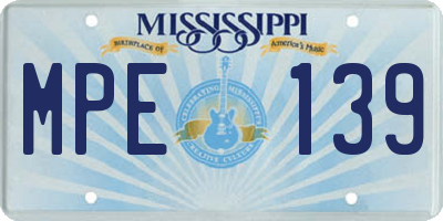 MS license plate MPE139
