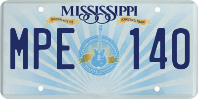 MS license plate MPE140