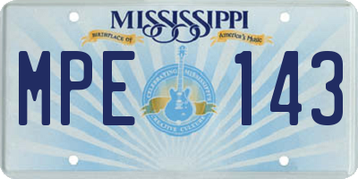 MS license plate MPE143