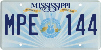 MS license plate MPE144