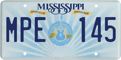 MS license plate MPE145