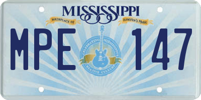 MS license plate MPE147