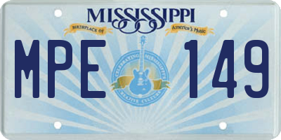 MS license plate MPE149