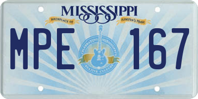 MS license plate MPE167